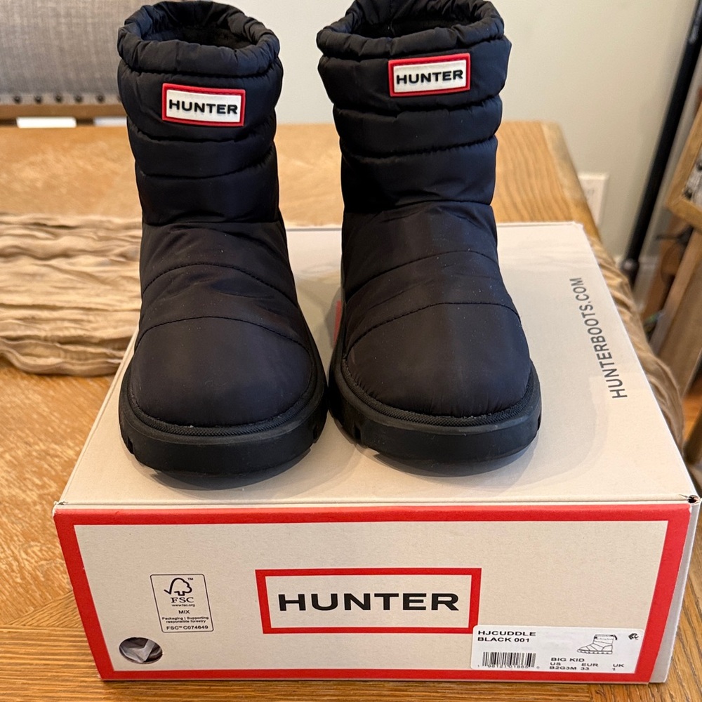 Hunter Kids Puffer Black Boots